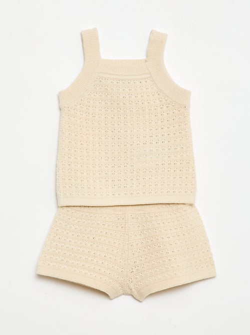 Conjunto de 2 piezas: Pantalón corto + camiseta de ganchillo - Kiabi