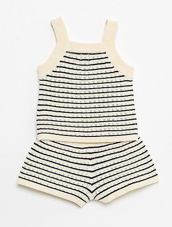 Conjunto de 2 piezas: short + camiseta de ganchillo