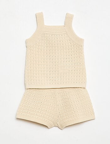 Conjunto de 2 piezas: short + camiseta de ganchillo