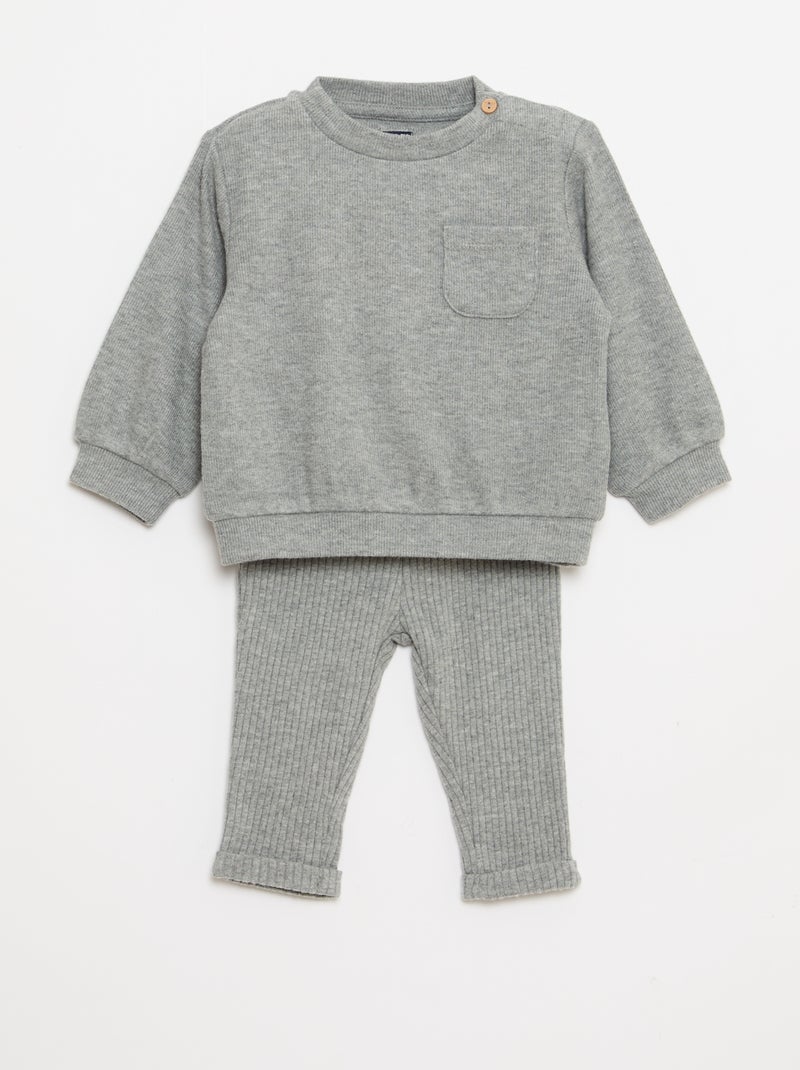Conjunto de 2 piezas sudadera + leggings Gris - Kiabi