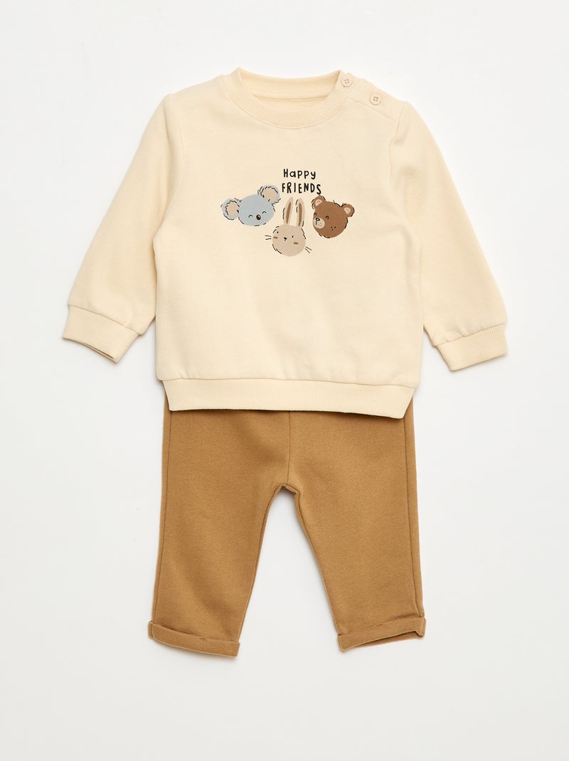 Conjunto de 2 piezas: sudadera + pantalón Blanco - Kiabi