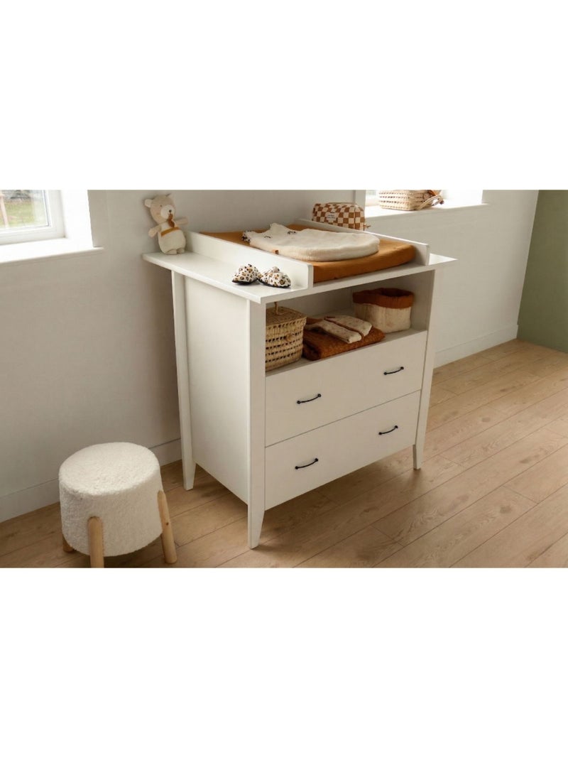 Conjunto de 3 muebles para bebé >: cuna de 120 x 60 cm con barrotes, cambiador - SAUTHON Blanco - Kiabi
