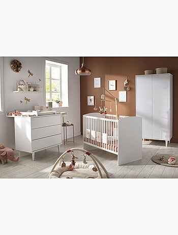 Conjunto de 3 muebles para bebé Milann: cuna de 120 x 60 cm, cambiador y armario de 2 - SAUTHON