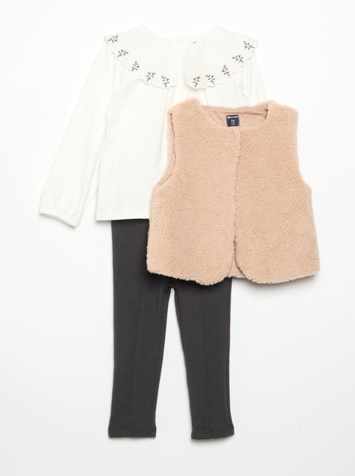 Conjunto de 3 piezas - Chaleco + Camiseta + Pantalón - Kiabi