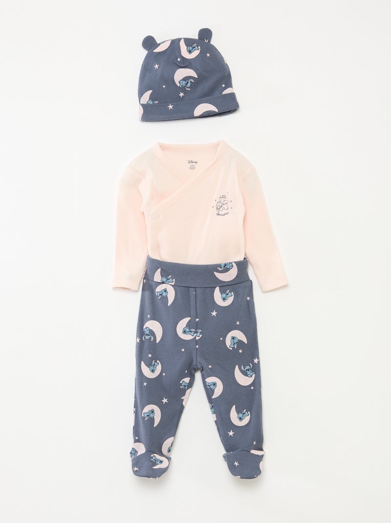 Conjunto de 3 piezas: body + legging + gorro 'Disney' Azul - Kiabi