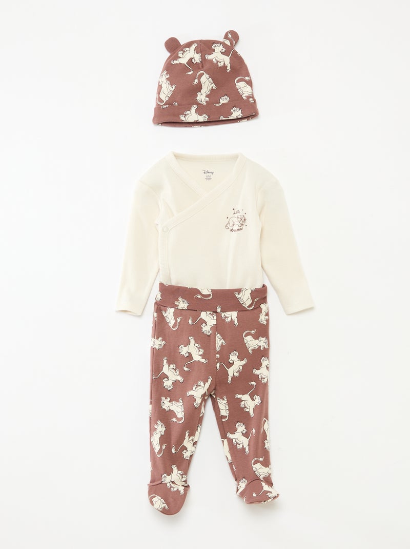 Conjunto de 3 piezas: body + legging + gorro 'Disney' Marron - Kiabi