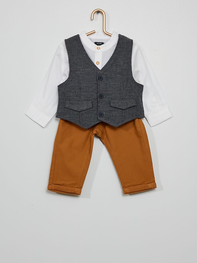 Conjunto de 3 piezas: camisa + pantalón + chaleco BLANCO - Kiabi