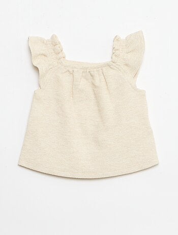 Conjunto de 3 piezas de punto acanalado - Pantalón corto + camiseta + gorro pescador