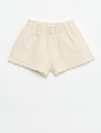 Conjunto de 3 piezas de punto acanalado - Pantalón corto + camiseta + gorro pescador