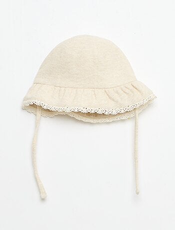 Conjunto de 3 piezas de punto acanalado - Pantalón corto + camiseta + gorro pescador