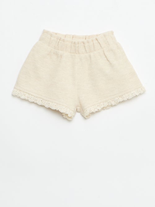 Conjunto de 3 piezas de punto acanalado - Pantalón corto + camiseta + gorro pescador - Kiabi