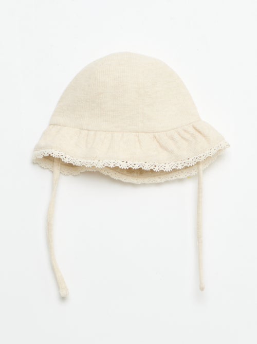 Conjunto de 3 piezas de punto acanalado - Pantalón corto + camiseta + gorro pescador - Kiabi