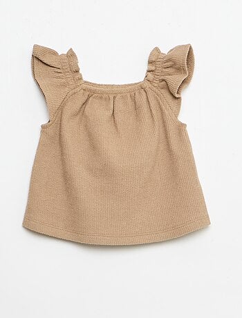 Conjunto de 3 piezas de punto acanalado - Pantalón corto + camiseta + gorro pescador