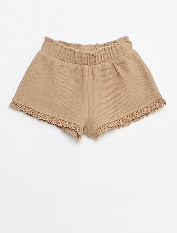 Conjunto de 3 piezas de punto acanalado - Pantalón corto + camiseta + gorro pescador