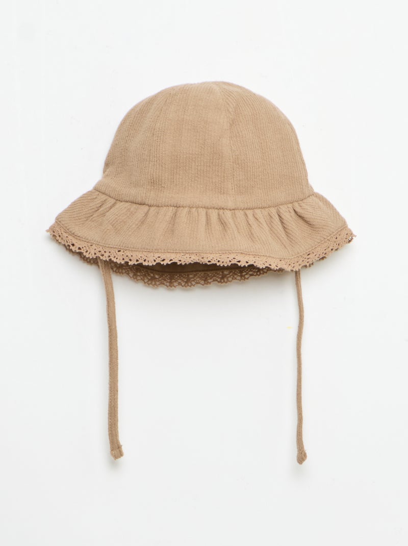 Conjunto de 3 piezas de punto acanalado - Pantalón corto + camiseta + gorro pescador Marron - Kiabi