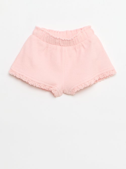 Conjunto de 3 piezas de punto acanalado - Pantalón corto + camiseta + gorro pescador - Kiabi