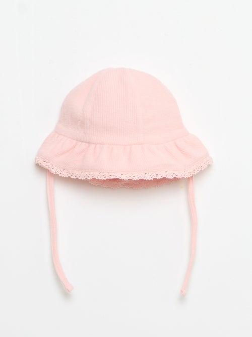 Conjunto de 3 piezas de punto acanalado - Pantalón corto + camiseta + gorro pescador - Kiabi