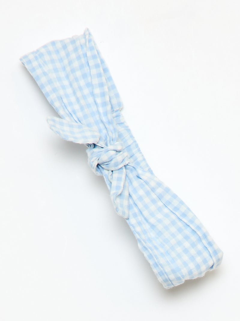Conjunto de 3 piezas: túnica + Pantalón corto + diadema de vichy Azul cielo - Kiabi