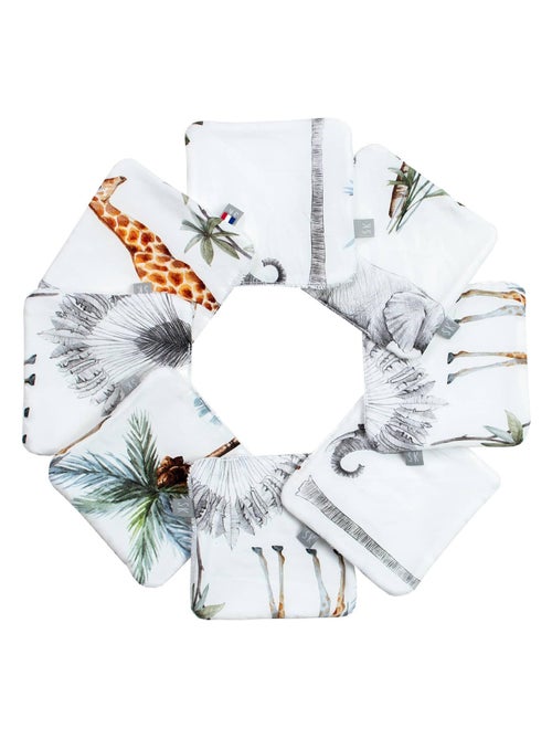 Conjunto de 8 toallitas lavables de bambú, safari | SEVIRA KIDS - Kiabi