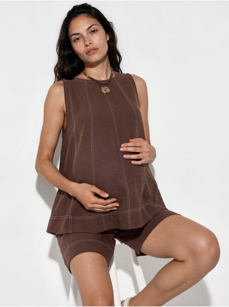 Conjunto de ajuste relajado con detalle de puntadas hiccup Marrón chocolate - Kiabi