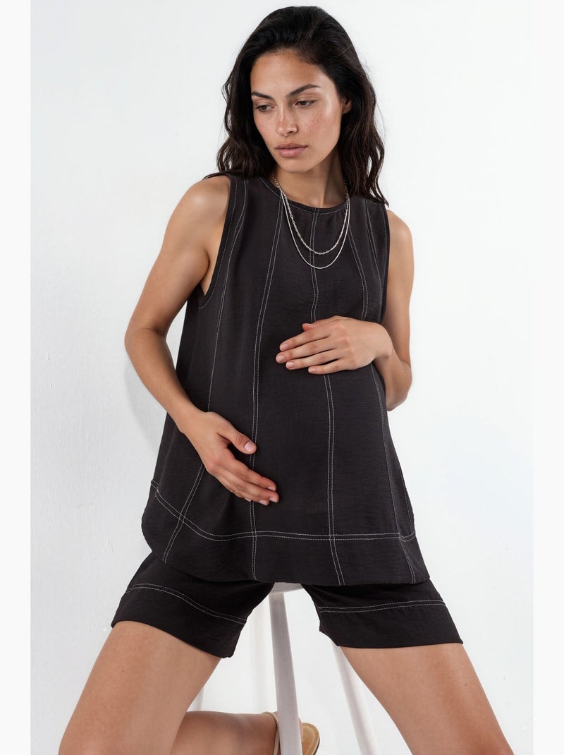 Conjunto de ajuste relajado con detalle de puntadas hiccup Negro - Kiabi