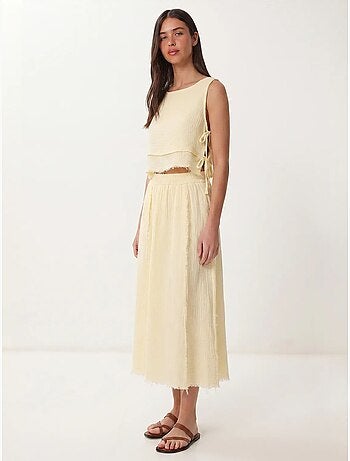 Conjunto de algodón con blusa sin mangas y falda midi istanbul