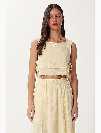 Conjunto de algodón con blusa sin mangas y falda midi istanbul