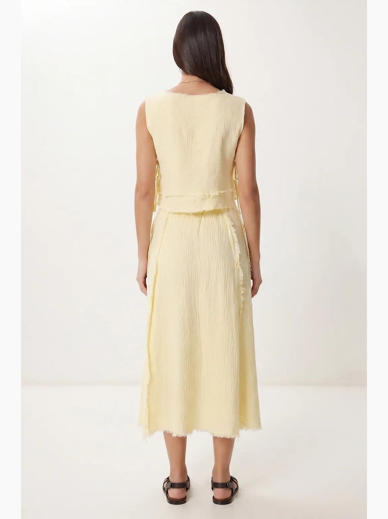 Conjunto de algodón con blusa sin mangas y falda midi istanbul Amarillo limón - Kiabi