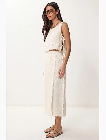 Conjunto de algodón con blusa sin mangas y falda midi istanbul
