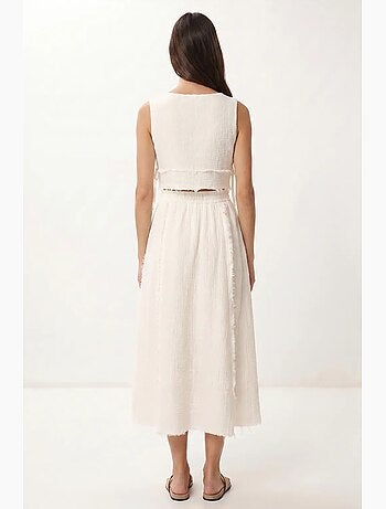 Conjunto de algodón con blusa sin mangas y falda midi istanbul
