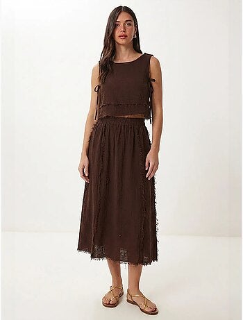 Conjunto de algodón con blusa sin mangas y falda midi istanbul