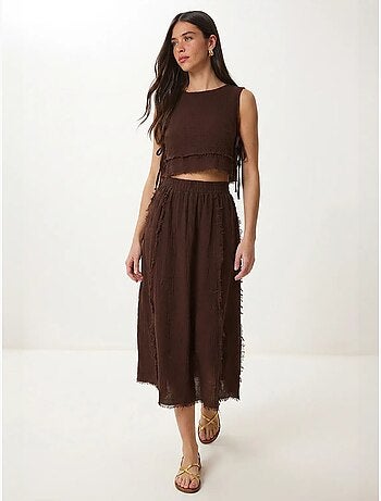 Conjunto de algodón con blusa sin mangas y falda midi istanbul