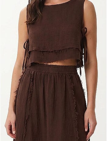 Conjunto de algodón con blusa sin mangas y falda midi istanbul