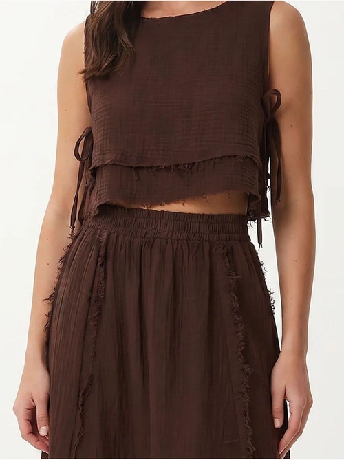 Conjunto de algodón con blusa sin mangas y falda midi istanbul - Kiabi