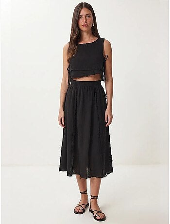 Conjunto de algodón con blusa sin mangas y falda midi istanbul