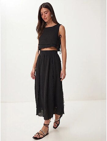 Conjunto de algodón con blusa sin mangas y falda midi istanbul