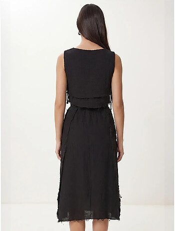 Conjunto de algodón con blusa sin mangas y falda midi istanbul