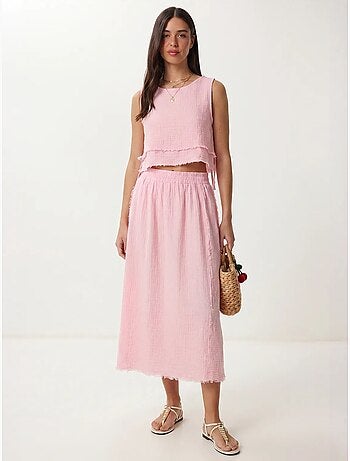 Conjunto de algodón con blusa sin mangas y falda midi istanbul
