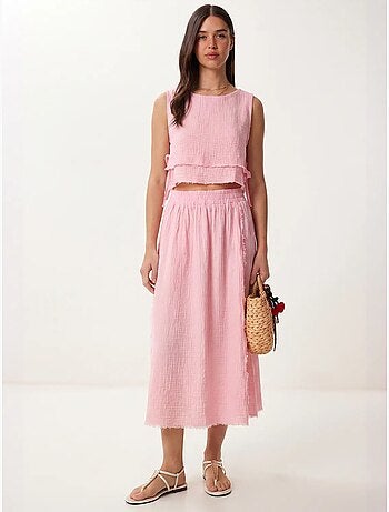 Conjunto de algodón con blusa sin mangas y falda midi istanbul
