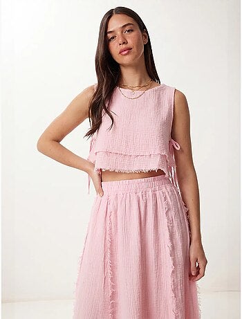 Conjunto de algodón con blusa sin mangas y falda midi istanbul