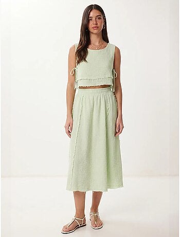 Conjunto de algodón con blusa sin mangas y falda midi istanbul