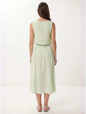 Conjunto de algodón con blusa sin mangas y falda midi istanbul