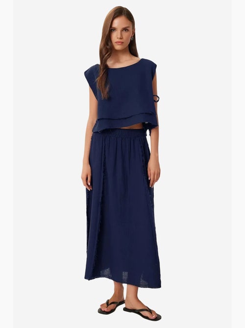 Conjunto de algodón de blusa sin mangas y falda de pernera ancha istanbul - Kiabi Conjunto de algodón de blusa sin mangas y falda de pernera ancha istanbul - Kiabi
