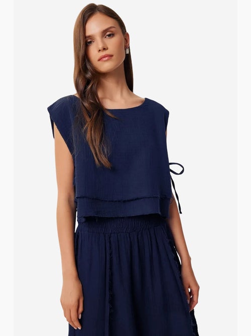 Conjunto de algodón de blusa sin mangas y falda de pernera ancha istanbul - Kiabi Conjunto de algodón de blusa sin mangas y falda de pernera ancha istanbul - Kiabi