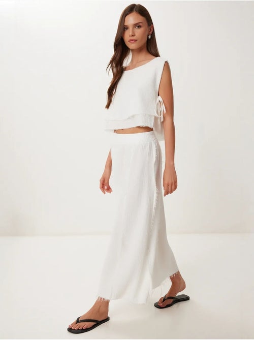 Conjunto de algodón de blusa sin mangas y falda de pernera ancha istanbul - Kiabi Conjunto de algodón de blusa sin mangas y falda de pernera ancha istanbul - Kiabi