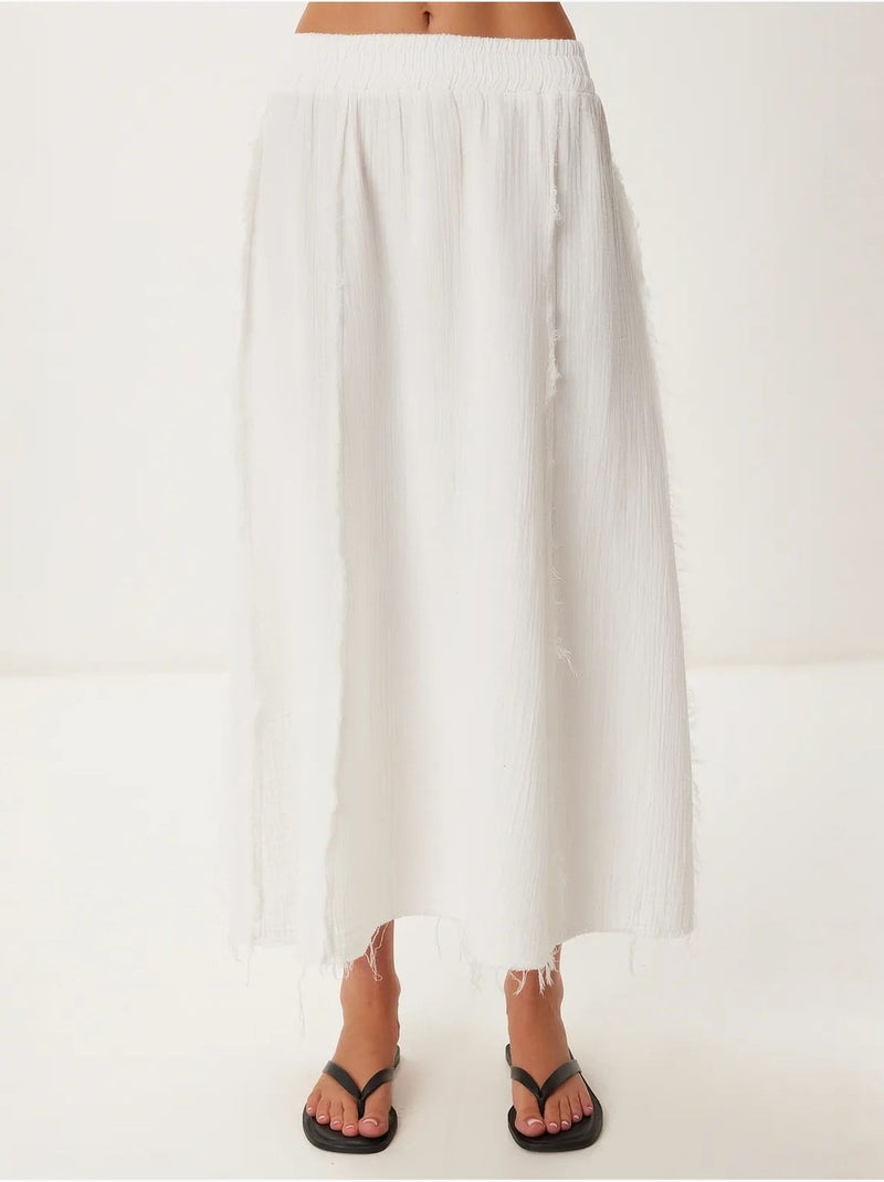 Conjunto de algodón de blusa sin mangas y falda de pernera ancha istanbul Marfil - Kiabi