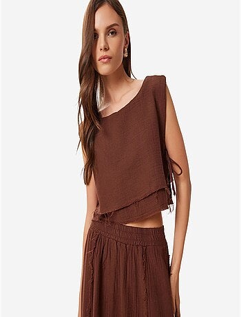 Conjunto de algodón de blusa sin mangas y falda de pernera ancha istanbul