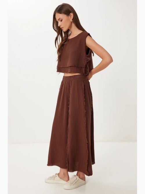 Conjunto de algodón de blusa sin mangas y falda de pernera ancha istanbul - Kiabi Conjunto de algodón de blusa sin mangas y falda de pernera ancha istanbul - Kiabi