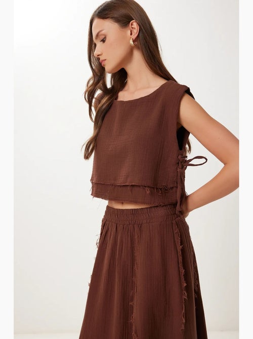 Conjunto de algodón de blusa sin mangas y falda de pernera ancha istanbul - Kiabi Conjunto de algodón de blusa sin mangas y falda de pernera ancha istanbul - Kiabi
