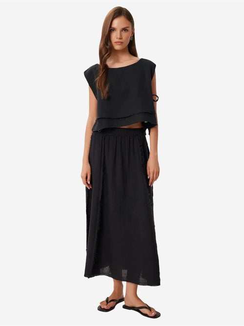 Conjunto de algodón de blusa sin mangas y falda de pernera ancha istanbul - Kiabi Conjunto de algodón de blusa sin mangas y falda de pernera ancha istanbul - Kiabi